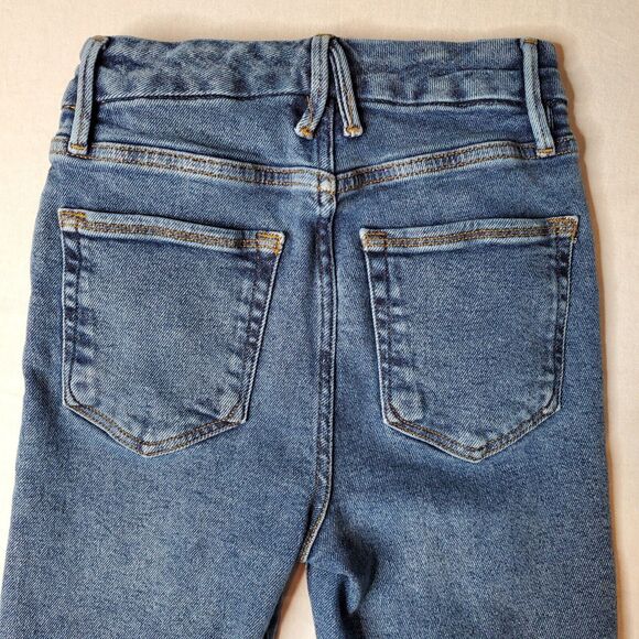 Good American Womens Size 0/25 Good Waist Crop Jeans Chewed Hem Blue GWCCH005T - Picture 4 of 8